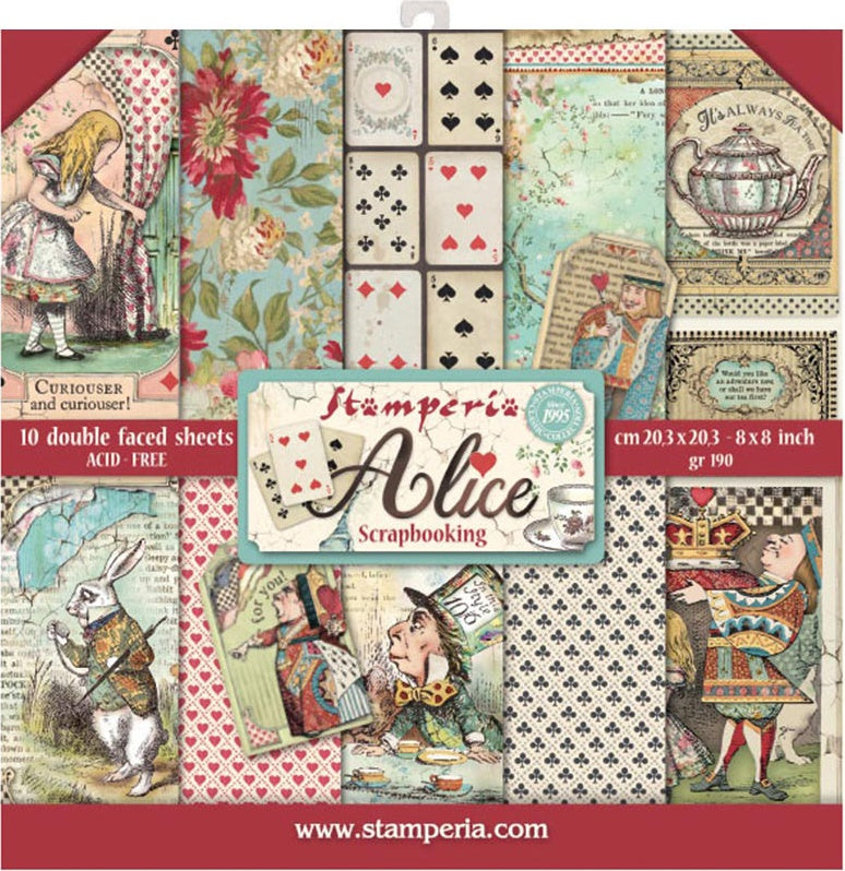 Stamperia ALICE IN WONDERLAND 8"X8" Scrapbook Paper Pack