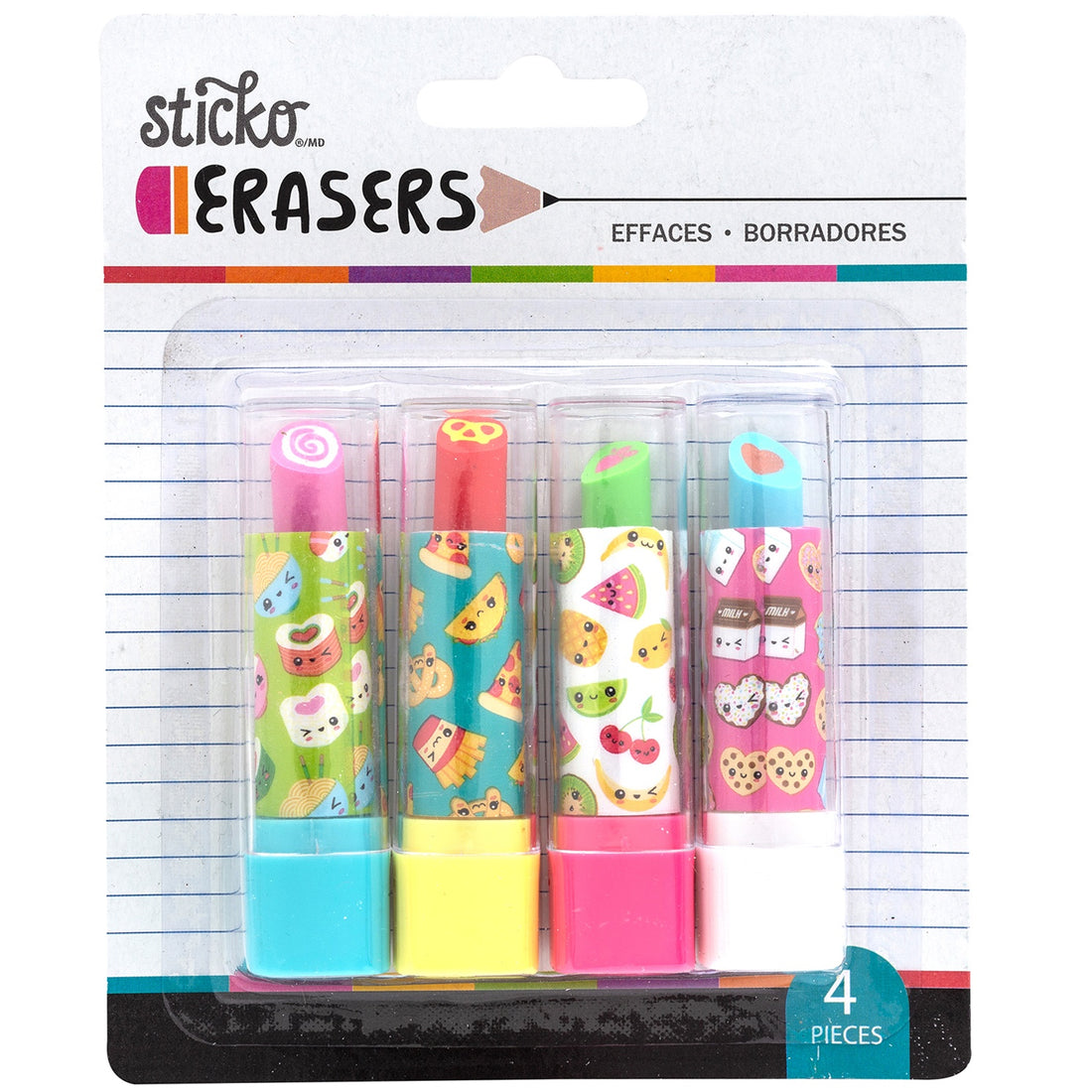 Sticko KAWAII FOOD LIPSTICK 4pc Eraser