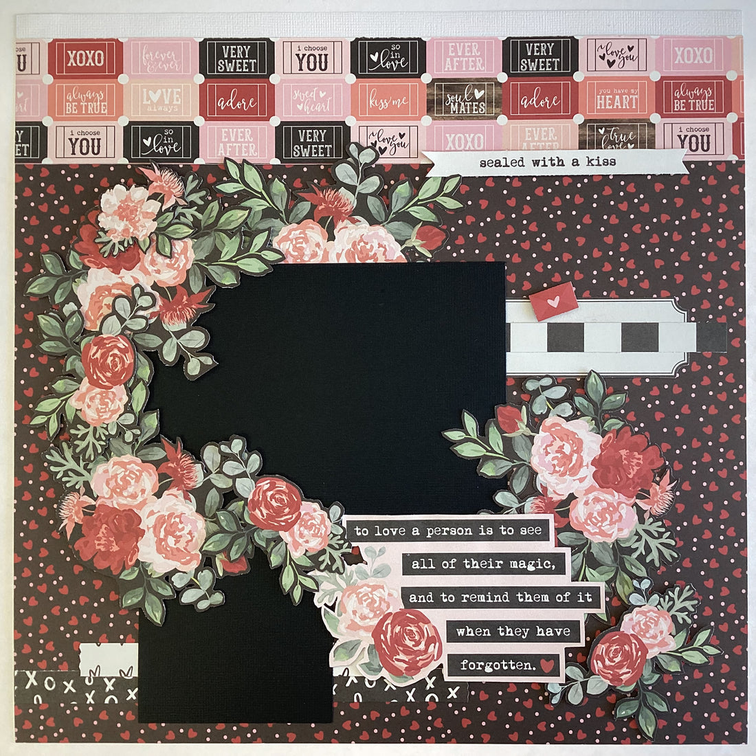 Premade SEALED WITH A KISS 12&quot;X12&quot; Scrapbook Page
