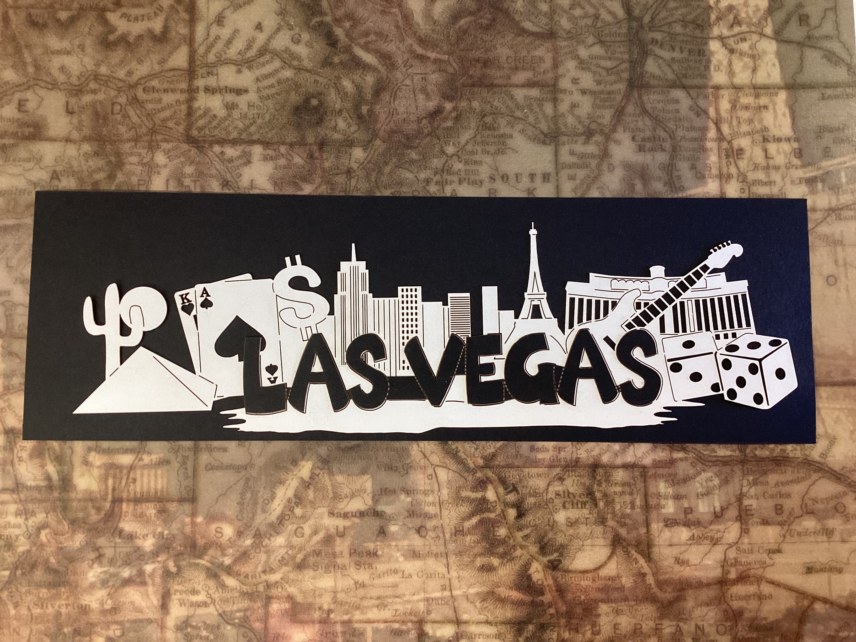 LAS VEGAS Word &amp; Background Title Laser Cuts 1pc