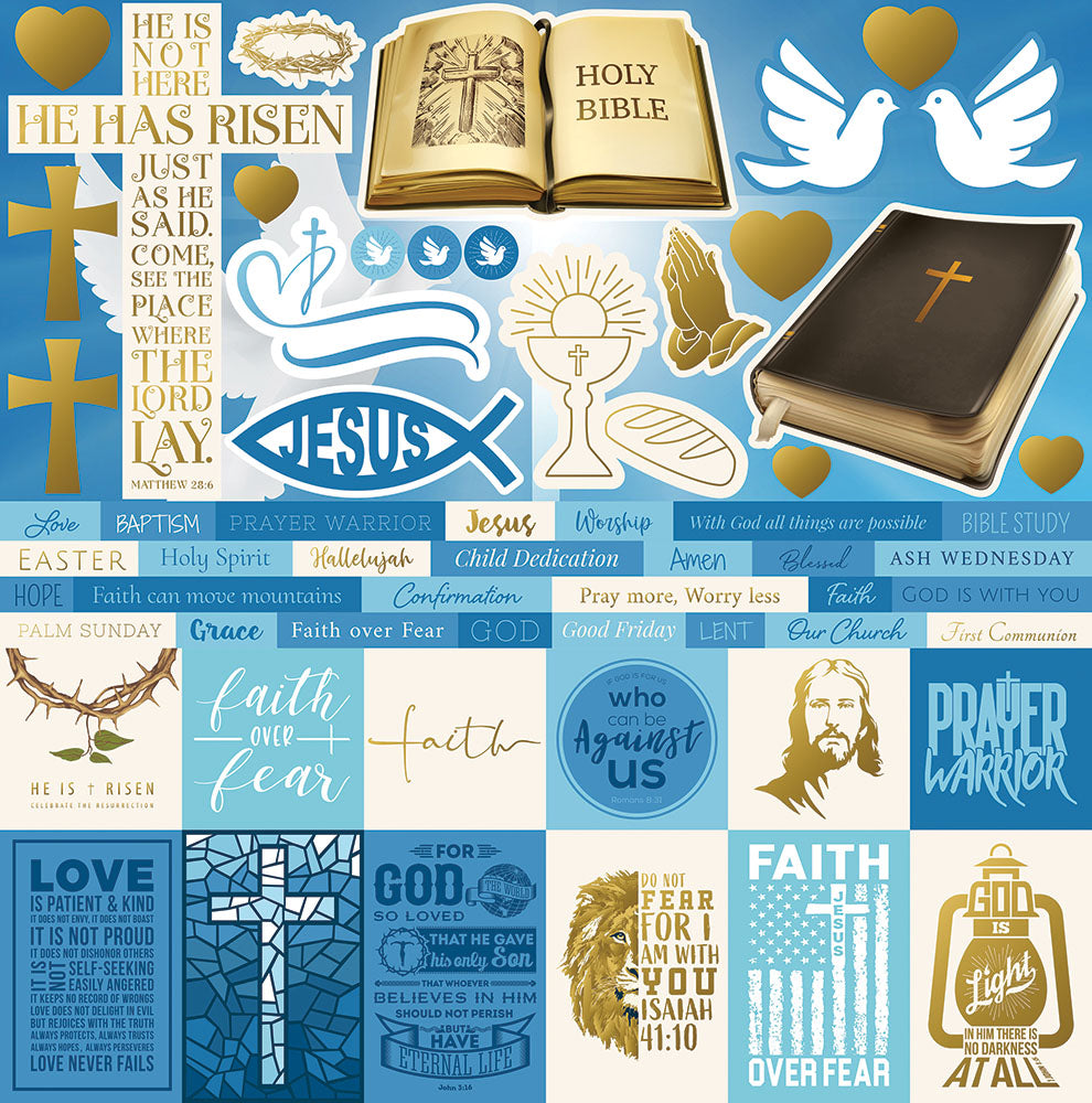 Reminisce FAITH 12&quot;X12&quot; DieCut Stickers 16pc