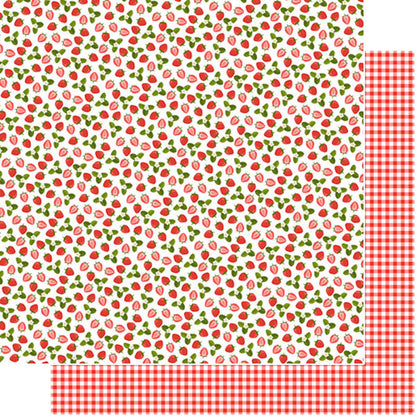 Scrapbook Customs STRAWBERRY GINGHAM 12"X12" Scrapbook Paper