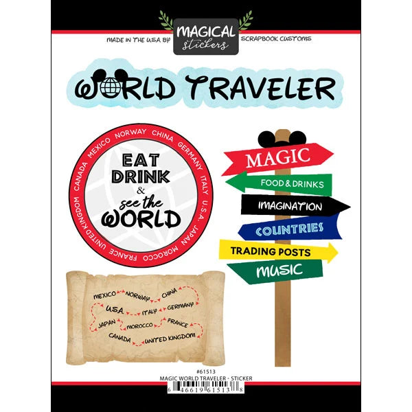 Scrapbook Customs MAGIC WORLD TRAVELER Stickers 19pc