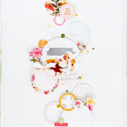 Pinkfresh Studio CHRYSANTHEMUM CHIPBOARD FRAMES 27pc