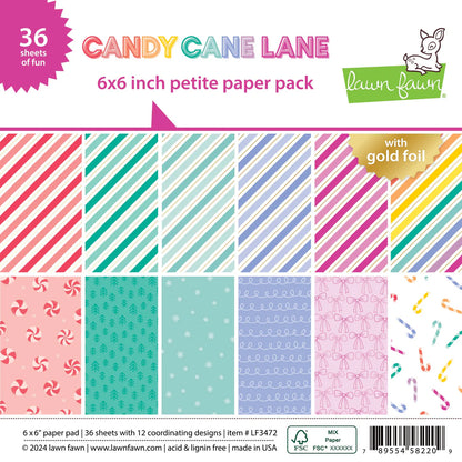 Lawn Fawn CANDY CANE LANE 6&quot;X6&quot; Petite Paper Pack 36pc