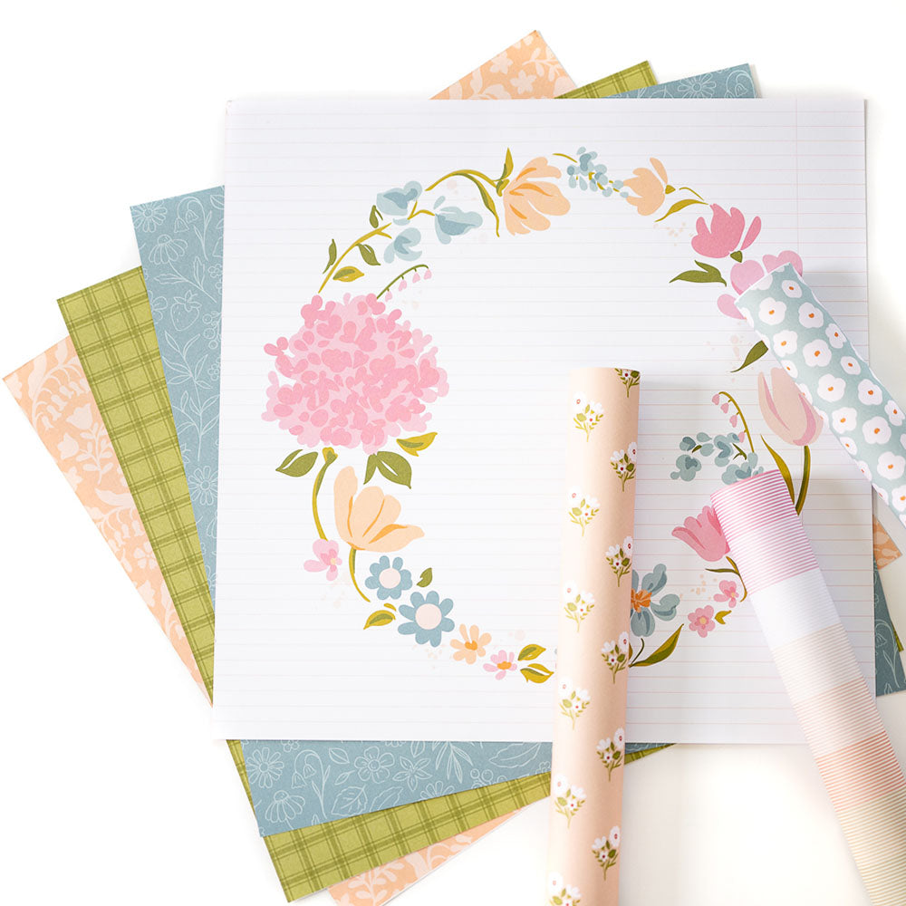 Pinkfresh Studio LOVELY BLOOMS 12x12 Scrapbook Paper Pack