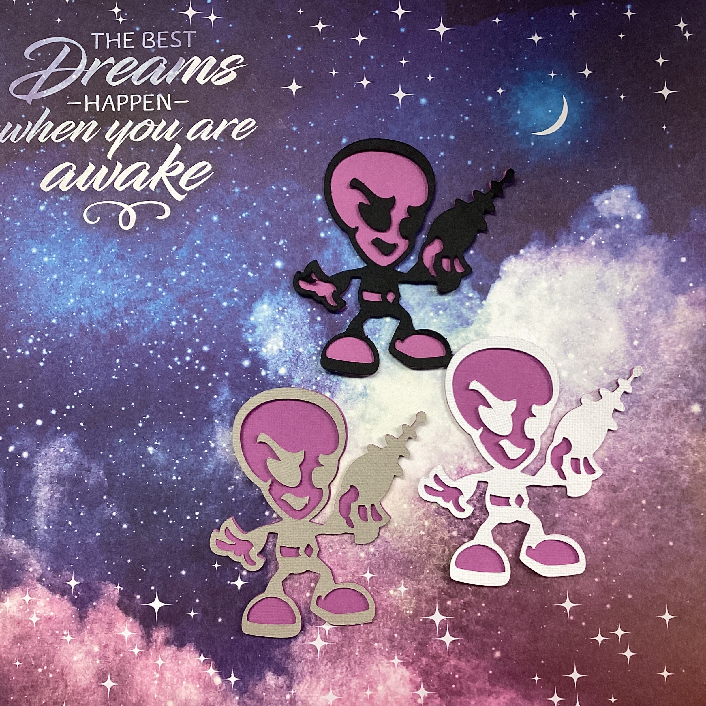 Scrapbooksrus Diecut ALIEN WITH LASER 3D Scrapbook Die Cut Embellishment
