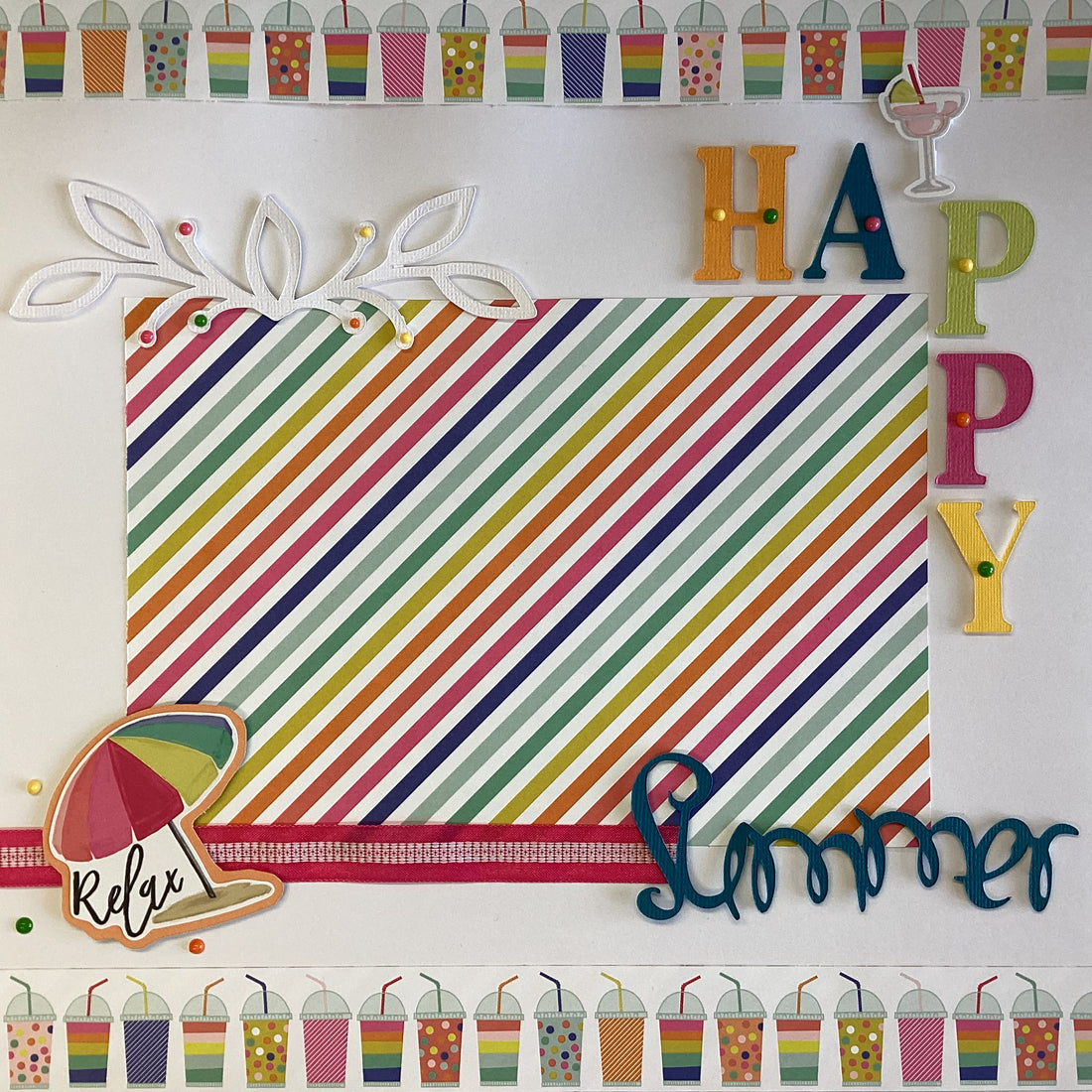 Premade HAPPY SUMMER 12&quot;x12&quot; Scrapbook Page