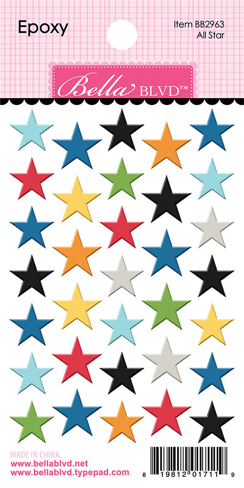 Bella Blvd ALL STAR Epoxy Stickers 33pc