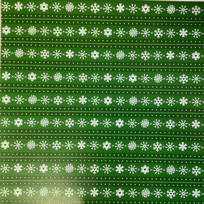Scrapbook Customs MERRY CHRISTMAS GREEN SNOWFLAKES 12"X12" Scrapbook Paper