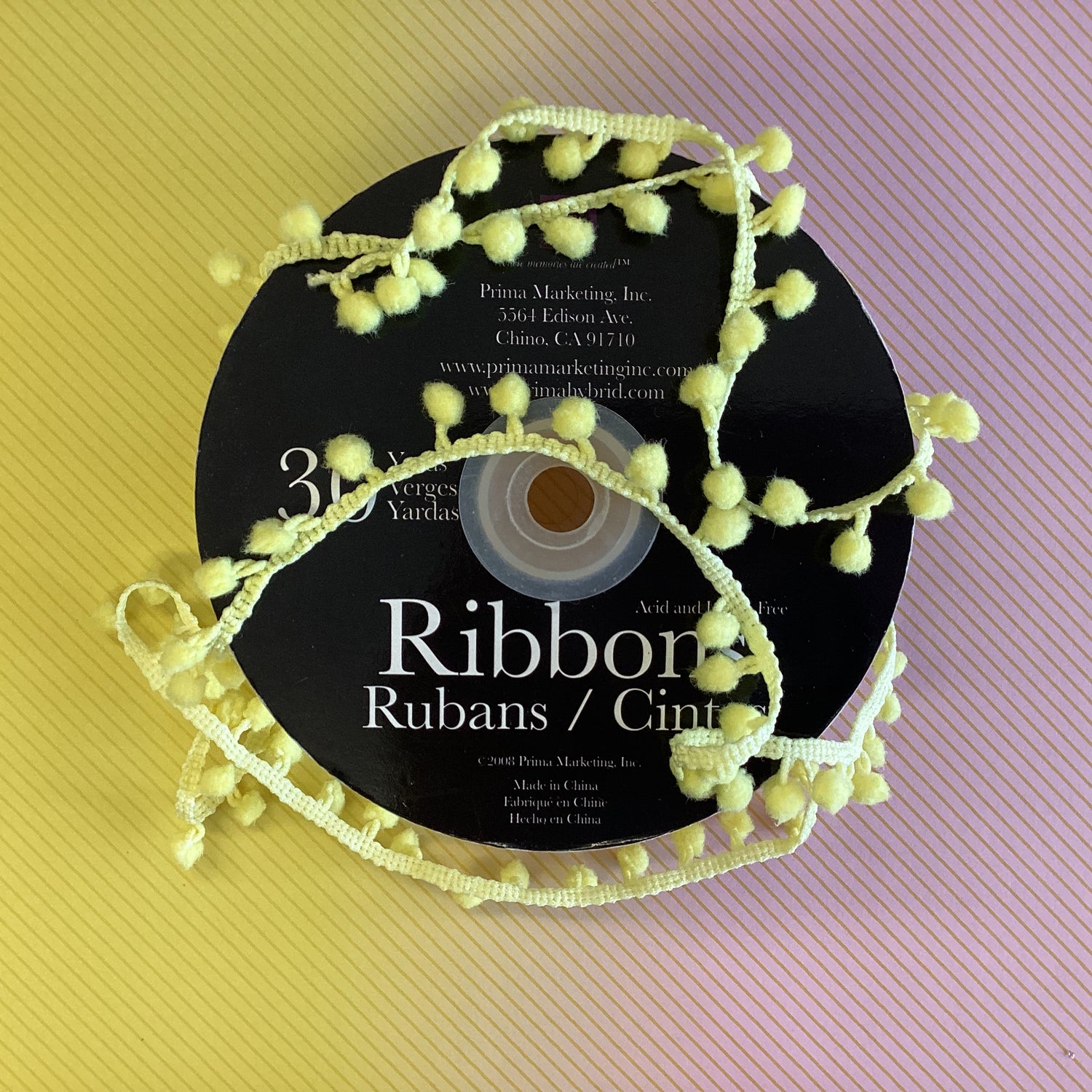 Prima POM POM YELLOW Ball Trim Ribbon