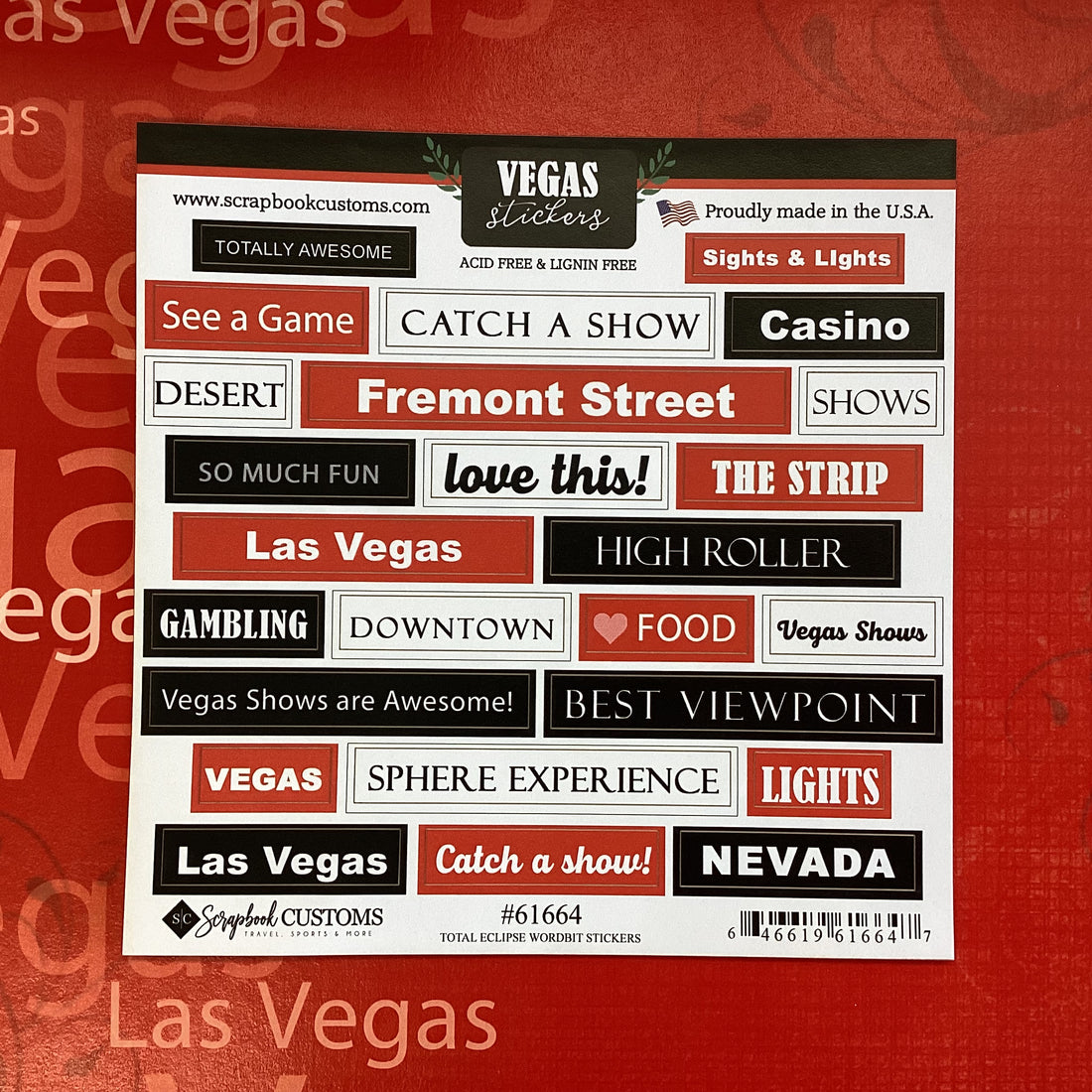 Scrapbook Customs VEGAS STICKERS 6X6 Wordbit Sticker 25pc