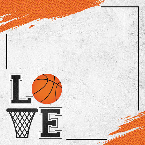 Scrapbook Customs BASKETBALL LOVE 12X12 Scrapbook Paper