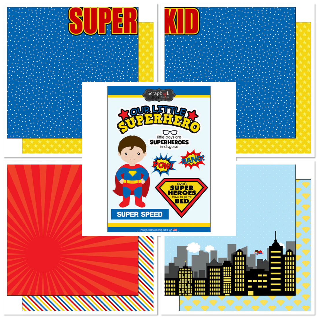 Superhero SUPER KID 12”X12” Scrapbook Kit 9pc