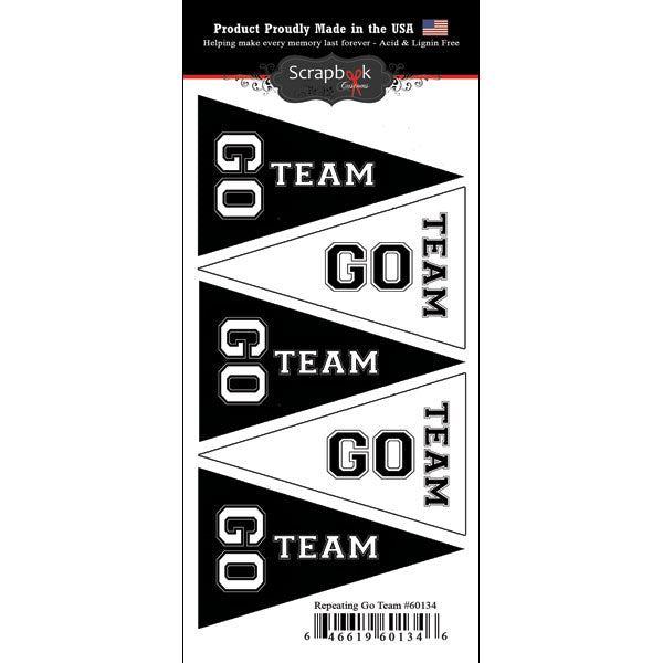 Scrapbook Customs REPEATING GO TEAM Stickers 5pc