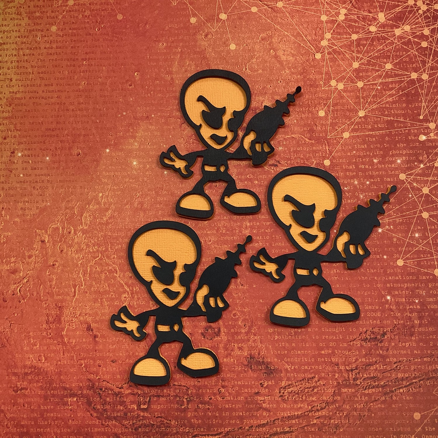 Scrapbooksrus Diecut ALIEN WITH LASER 3D Scrapbook Die Cut Embellishment