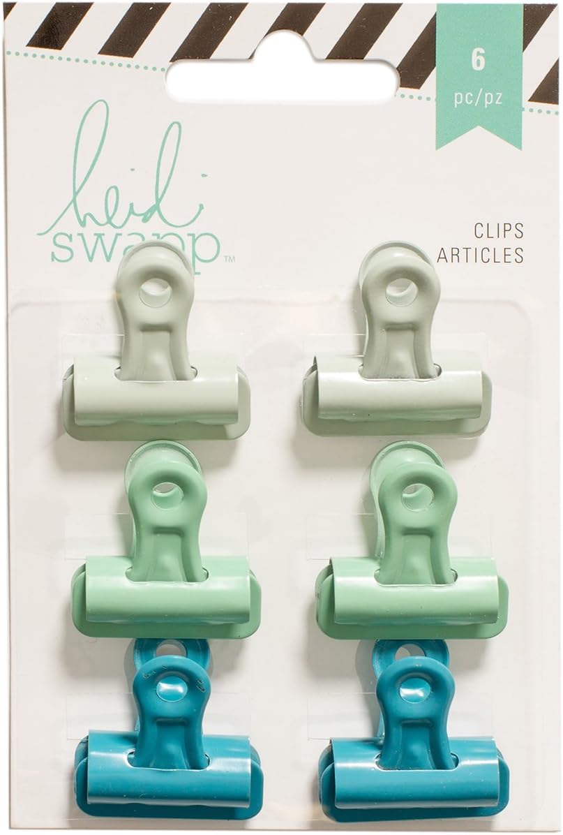 Heidi Swapp GREENS Bulldog Clips 6pc