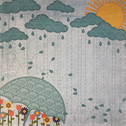 Page Kit (1) I LOVE RAIN 12x12 Scrapbook Kit