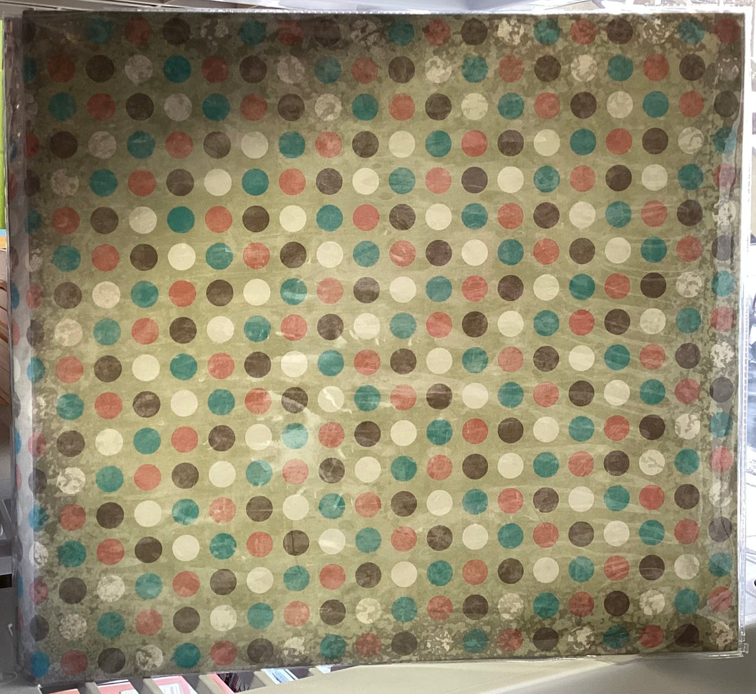 BROWN PINK TEAL DOTS 12”x12” Postbound Scrapbook Album