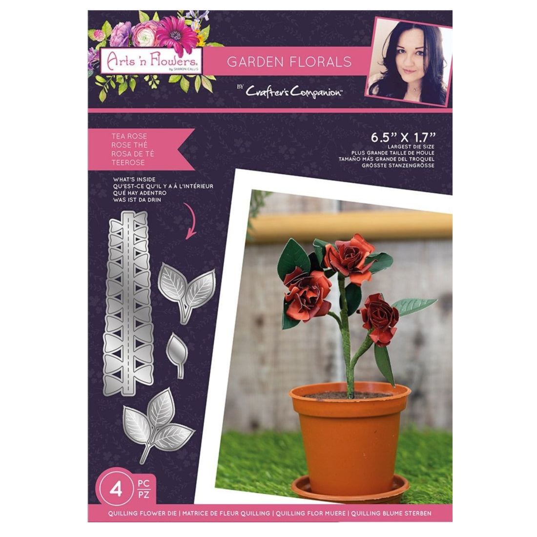 Crafter’s Companion Garden Florals TEA ROSE Quilling Flower Dies 4pc