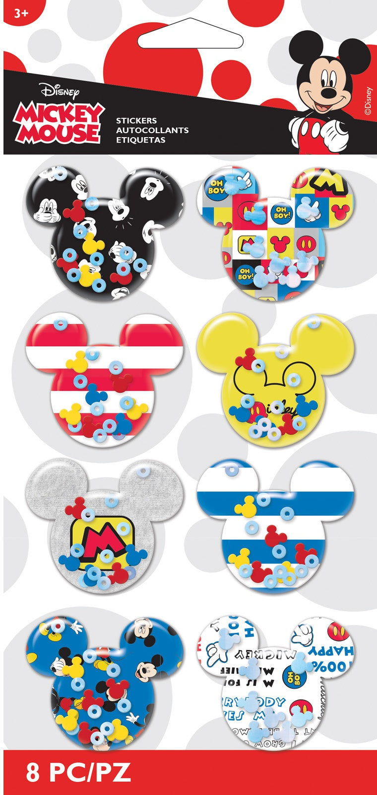 American Crafts Disney MICKEY MOUSE Shaker Stickers 8pc