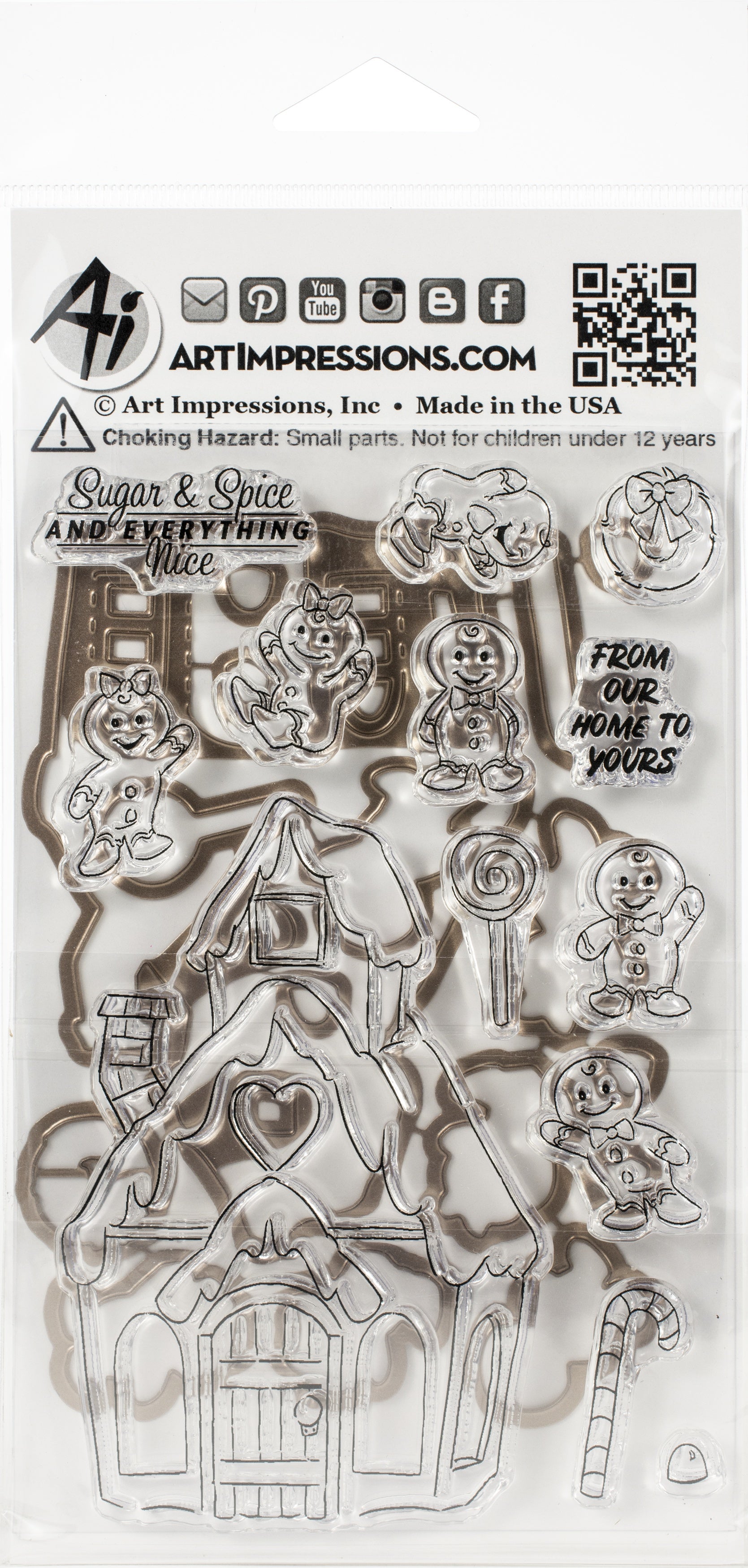 Art Impressions GINGERBREAD CUBBIES Clear Stamp and Die Set 29pc