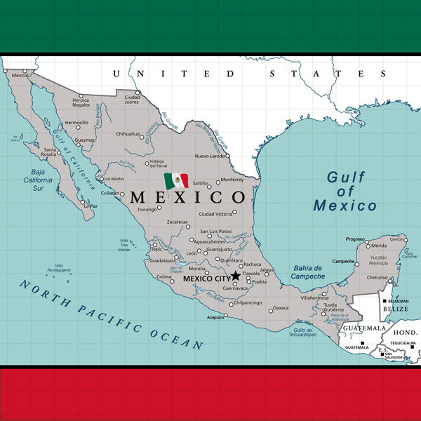 Mexico 12&quot;X12&quot; MEXICO ADVENTURE MAP Travel Scrapbook Papers