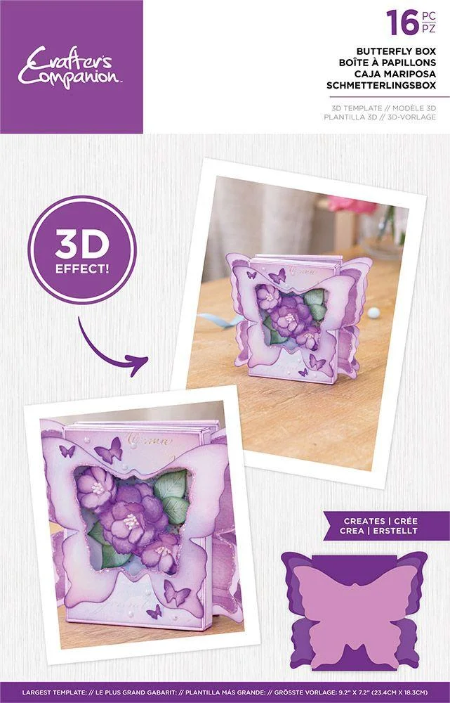 Crafters Companion BUTTERFLY BOX 3D Template 16pc