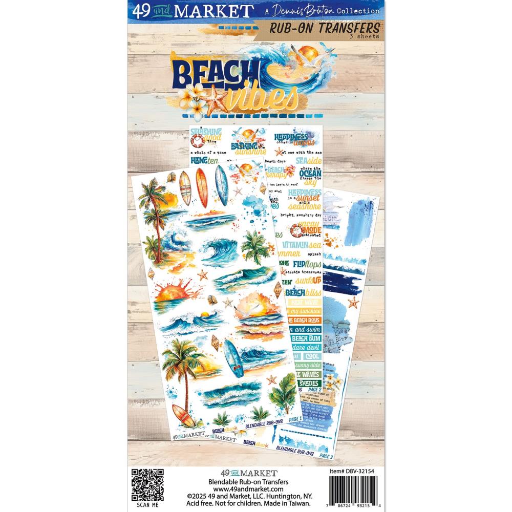 49 and Market BEACH VIBES Rub-On Transfers