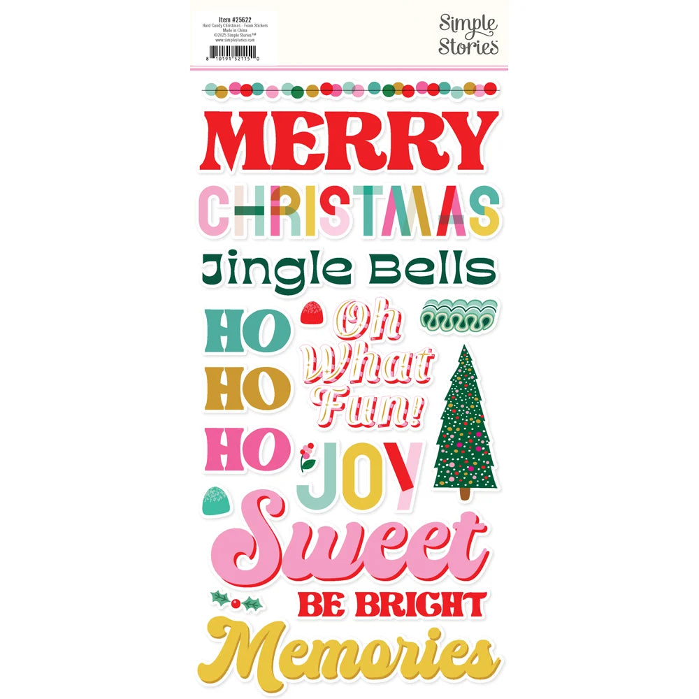Simple Stories HARD CANDY CHRISTMAS Foam Stickers 47pc