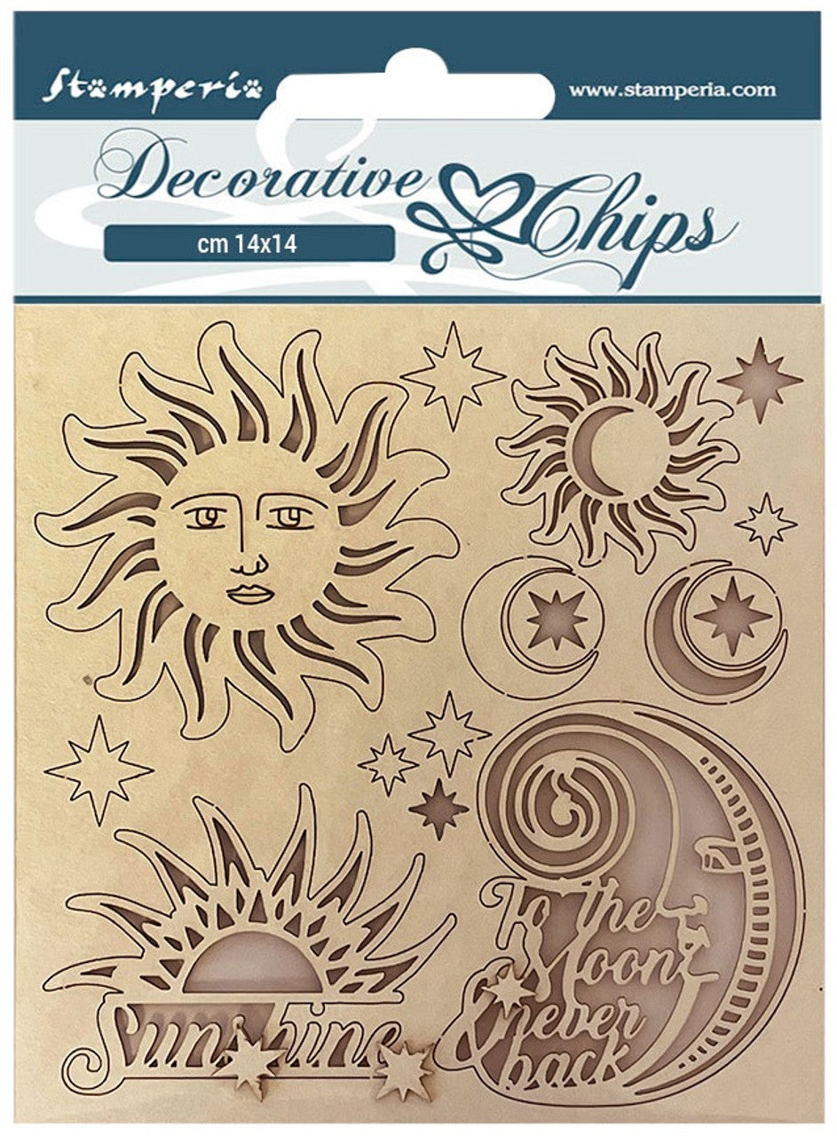 Stamperia Decorative Chips SUN &amp; MOON Alchemy 18pc