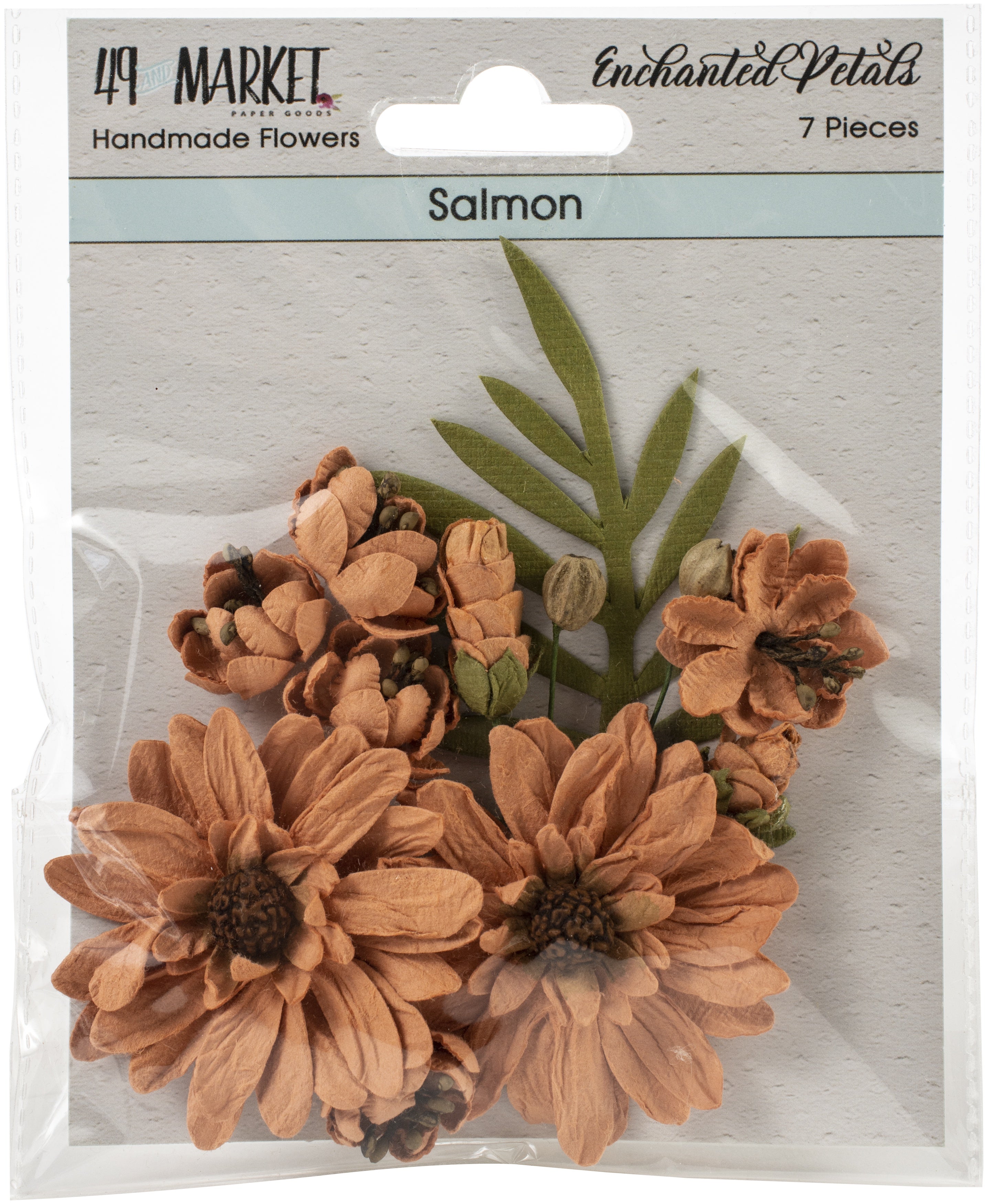 49 and Market ENCHANTED PETALS SALMON Handmade Paper Flowers 7pc