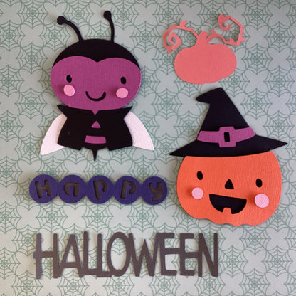 PUMPKIN SPIDER OWL BUG Happy Halloween Diecuts