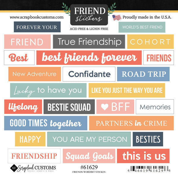 Scrapbook Customs FRIENDS WORDBITS Stickers 25pc