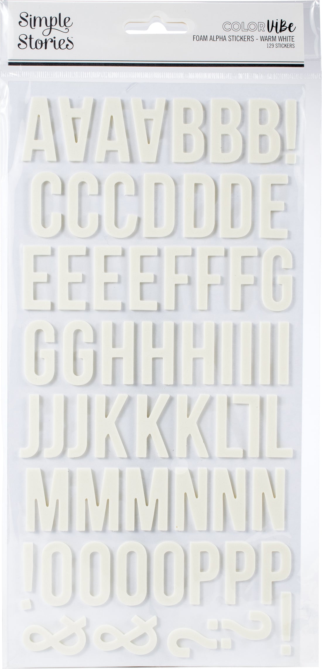 Simple Stories COLOR VIBE WARM WHITE Foam Alpha Letter Stickers