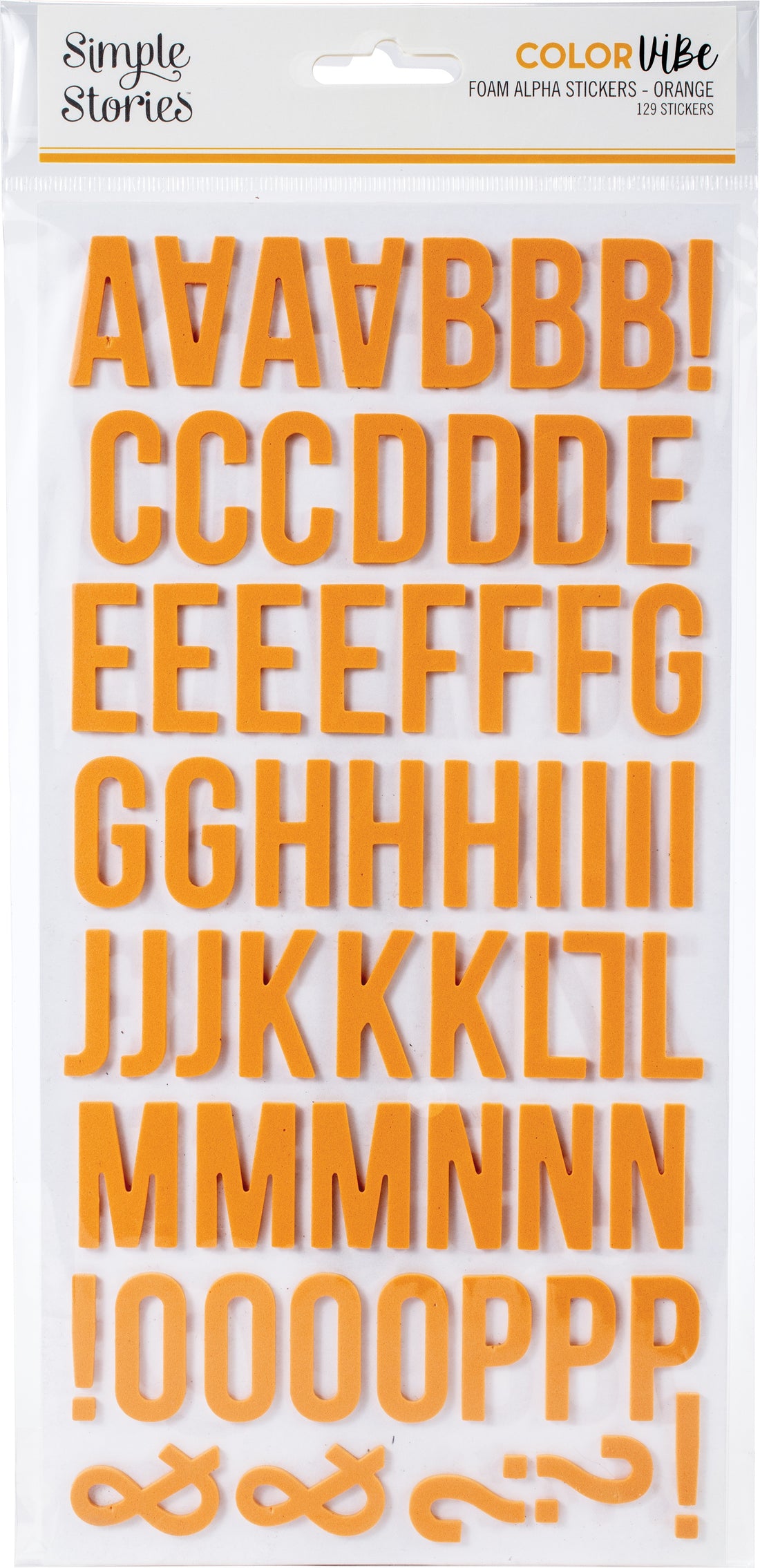 Simple Stories COLOR VIBE ORANGE Foam Alpha Letter Stickers