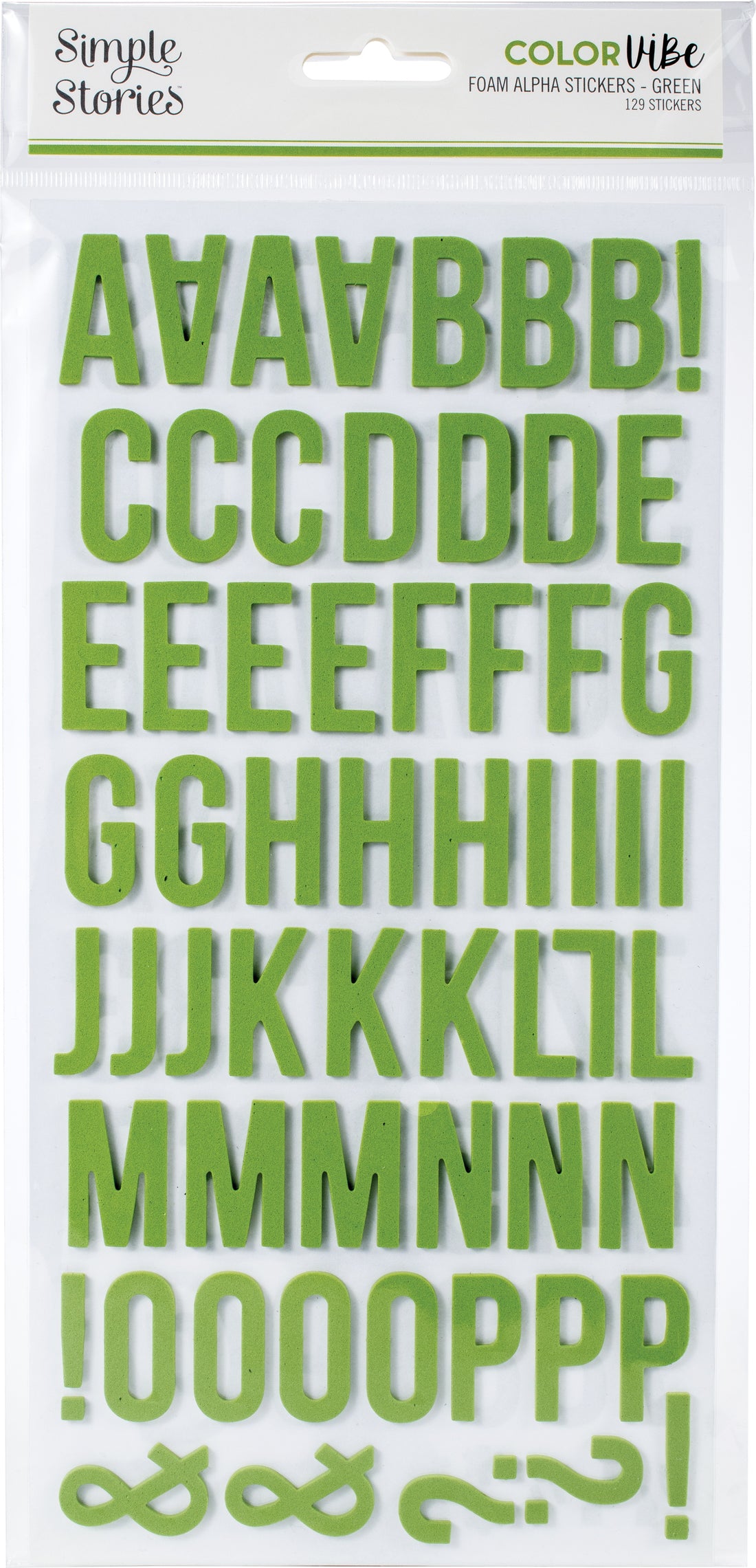 Simple Stories COLOR VIBE GREEN Foam Alpha Letter Stickers