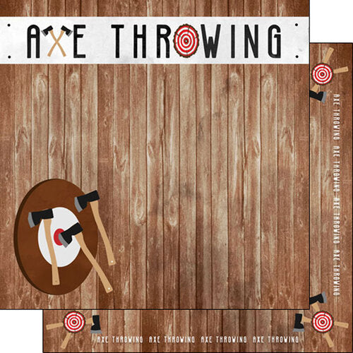 AXE THROWING WATERCOLOR 12X12 Scrapbook Paper Sheet