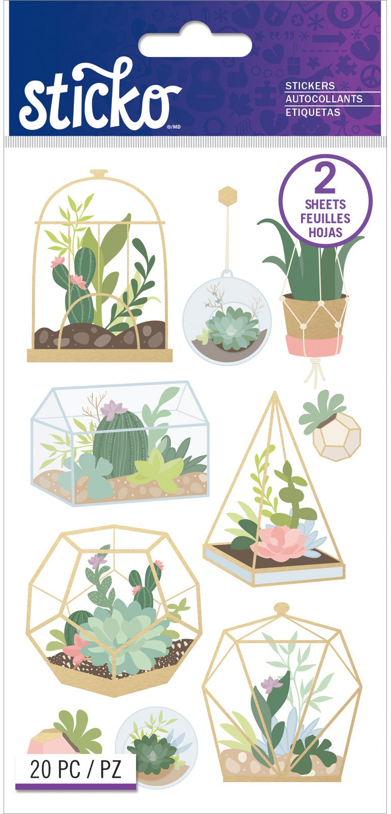Sticko SUCCULENT TERRARIUM Themed Stickers 20pc