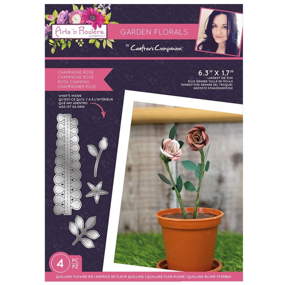 Arts ‘N Flowers Garden Florals CHAMPAGNE ROSE Quilling Flower Dies 4pc