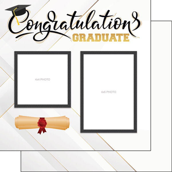 Scrapbook Customs GRADUATE LEFT QUICK PAGE 12”X12” Scrapbook Paper