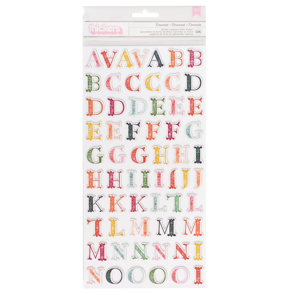 Thickers LEMONADE Printed Chipboard Letter Stickers 126pc