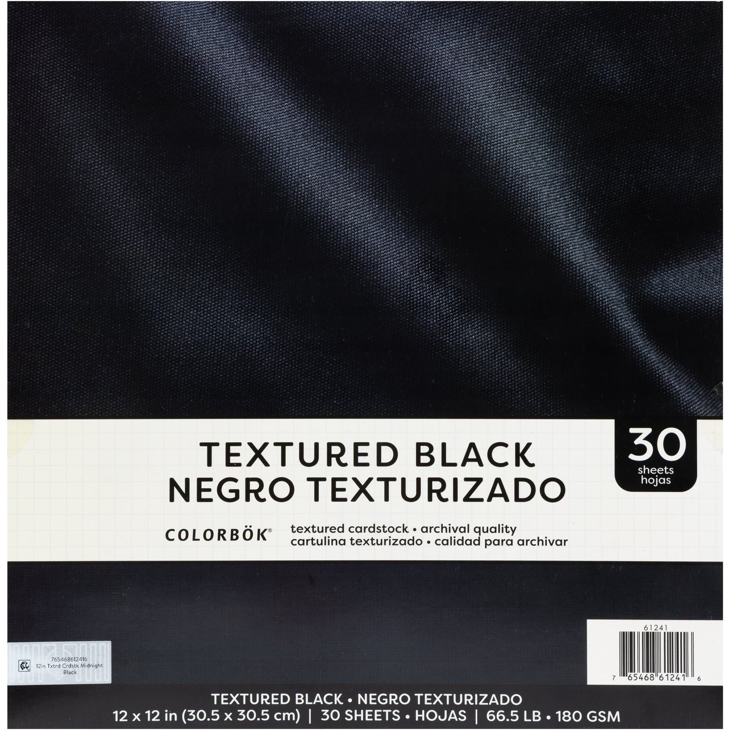 Colorbok 12”x12” Textured Cardstock MIDNIGHT BLACK 30 Sheets