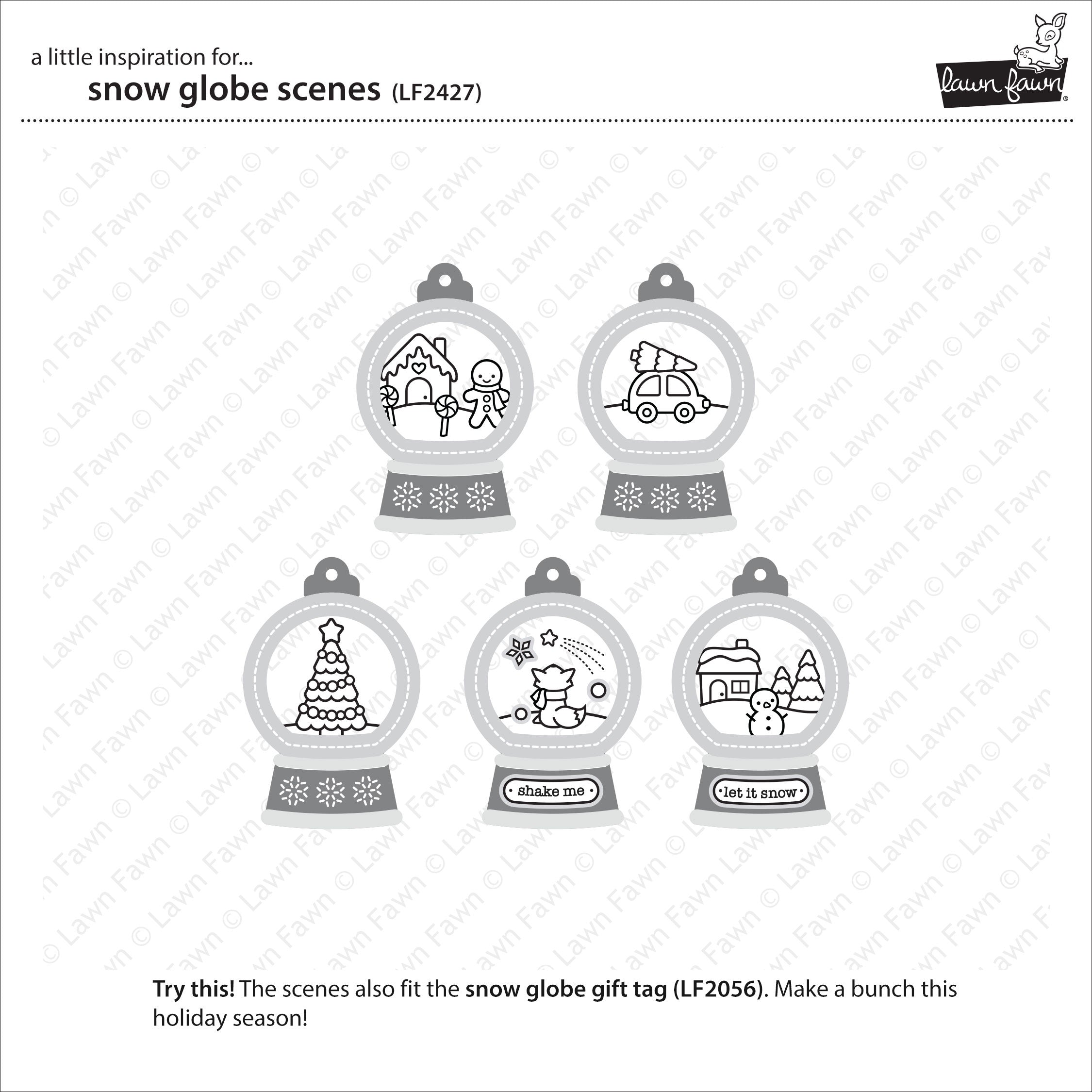 Lawn Fawn SNOW GLOBE SCENES Clear Stamps 23pc