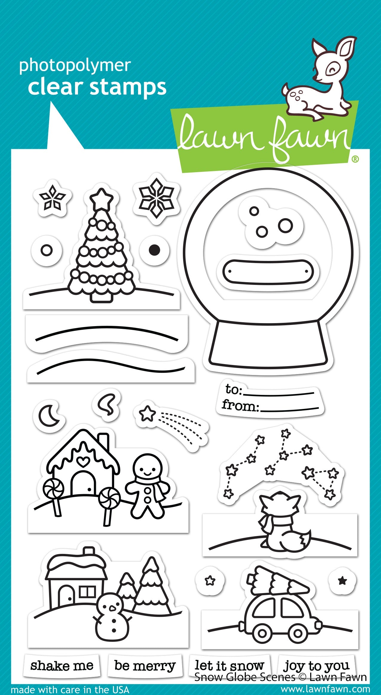 Lawn Fawn SNOW GLOBE SCENES Clear Stamps 23pc