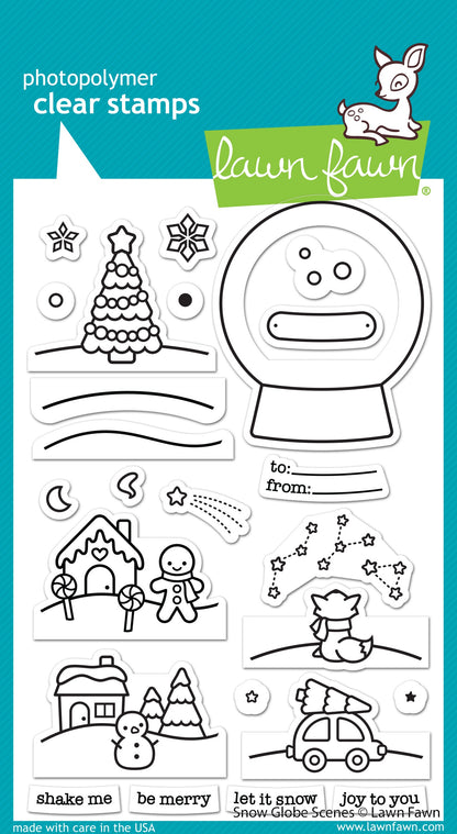 Lawn Fawn SNOW GLOBE SCENES Clear Stamps 23pc