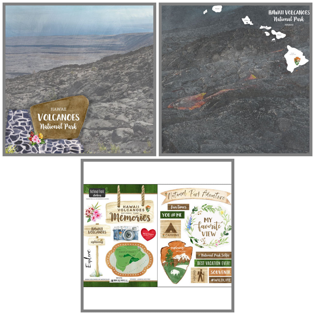 National Park HAWAII VOLCANOES KIT Paper &amp; Stickers 3pc