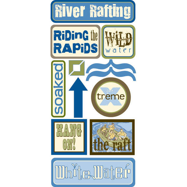 Scrapbook Customs RIVER RAFTING Stickers 13pc