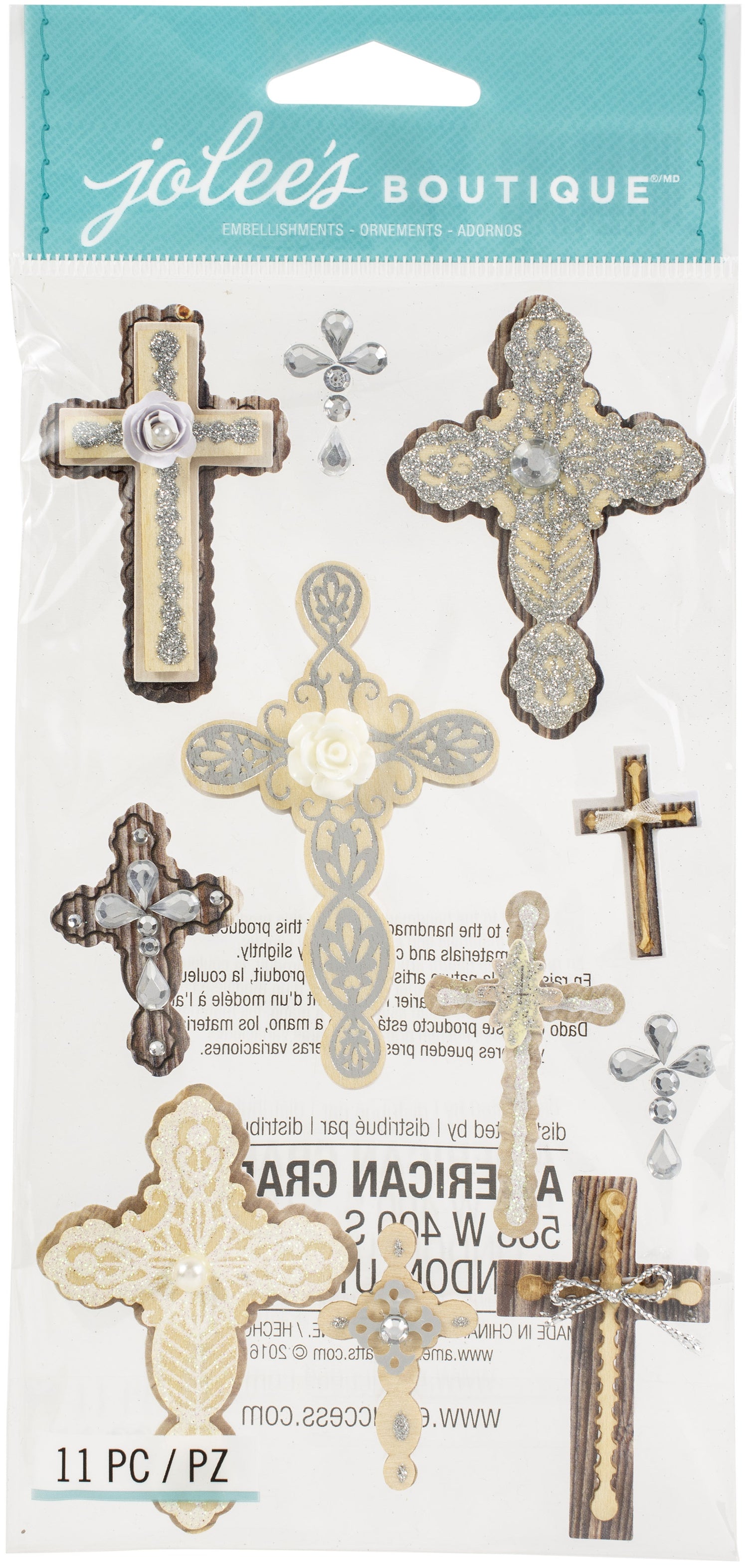 Jolee’s Boutique INSPIRATIONAL CROSSES Embellishments 11pc