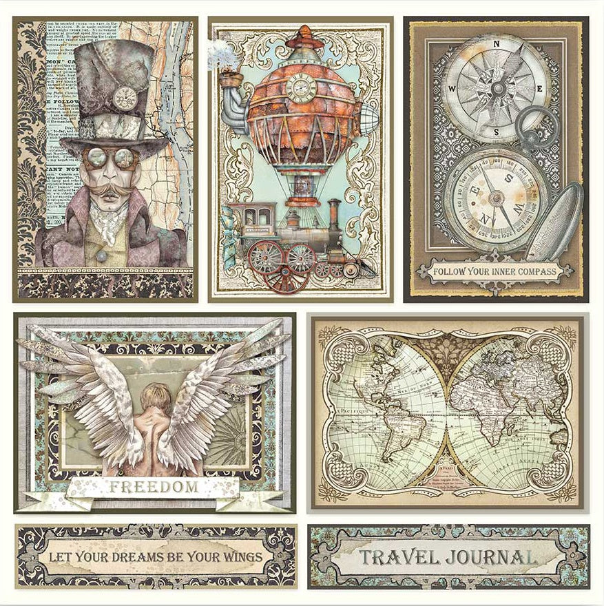 Stamperia SIR VAGABOND Cards SBB750 12"X12" Scrapbook Paper